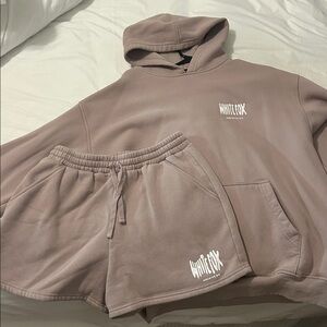 White Fox Mauve Hoodie and Shorts Set